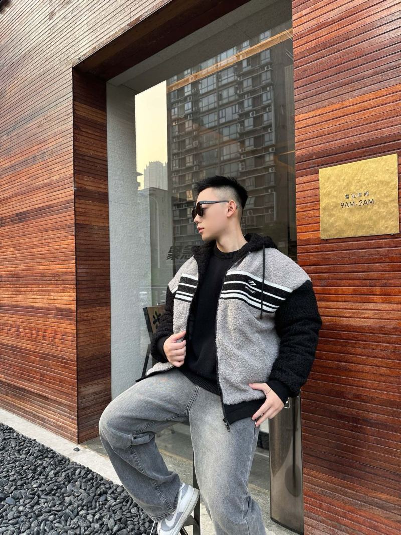 Black & Grey Stripe Zip Fleece Jacket view