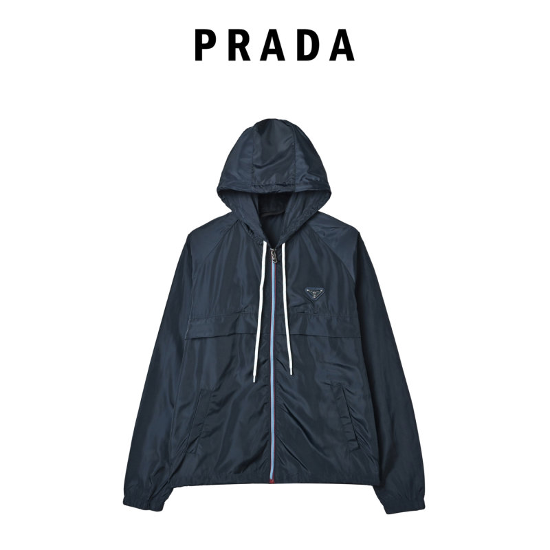 Prada Black Nylon Hooded Windbreaker Jacket view