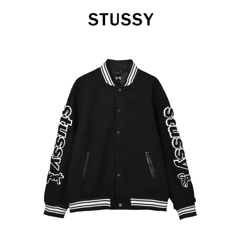 Chrome Hearts Black Varsity Bomber Jacket with Embroidered Sleeves view