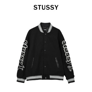 Chrome Hearts Black Varsity Bomber Jacket with Embroidered Sleeves view 9