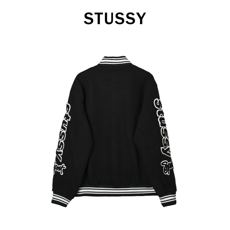 Chrome Hearts Black Varsity Bomber Jacket with Embroidered Sleeves view