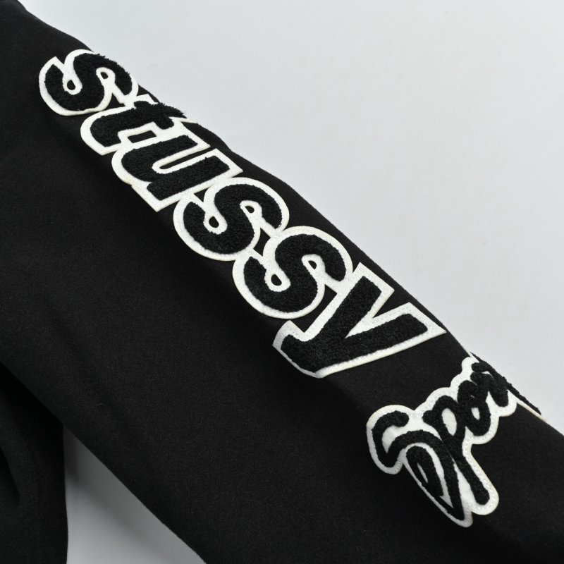 Chrome Hearts Black Varsity Bomber Jacket with Embroidered Sleeves view