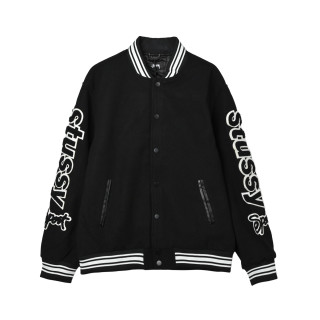 Chrome Hearts Black Varsity Bomber Jacket with Embroidered Sleeves view 11