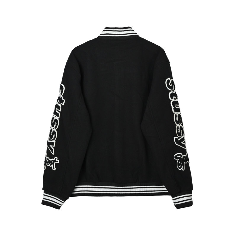 Chrome Hearts Black Varsity Bomber Jacket with Embroidered Sleeves view