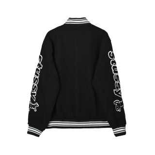 Chrome Hearts Black Varsity Bomber Jacket with Embroidered Sleeves view 12
