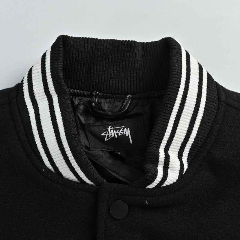 Chrome Hearts Black Varsity Bomber Jacket with Embroidered Sleeves view