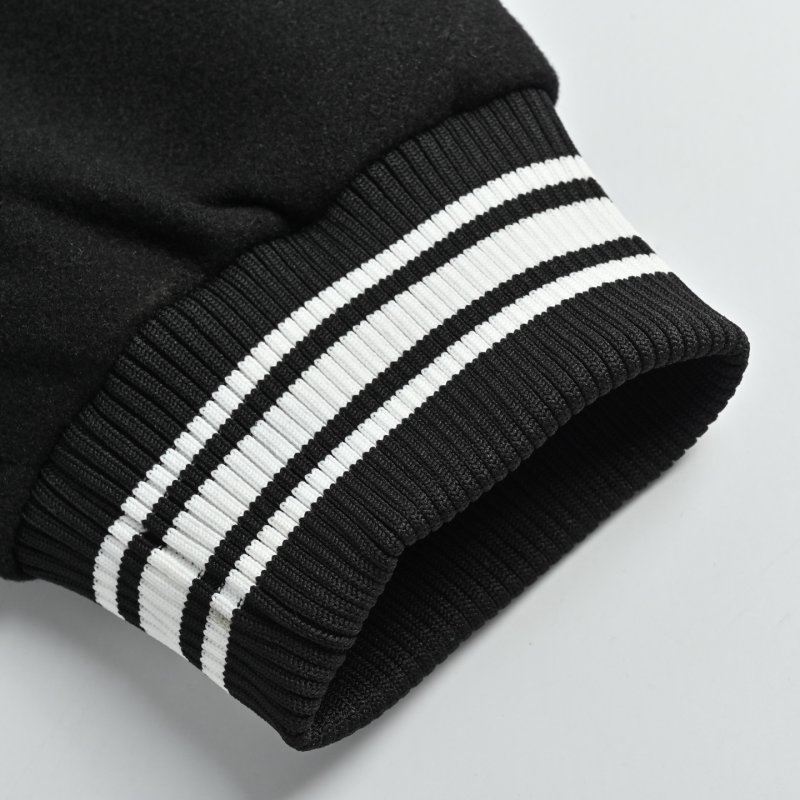Chrome Hearts Black Varsity Bomber Jacket with Embroidered Sleeves view