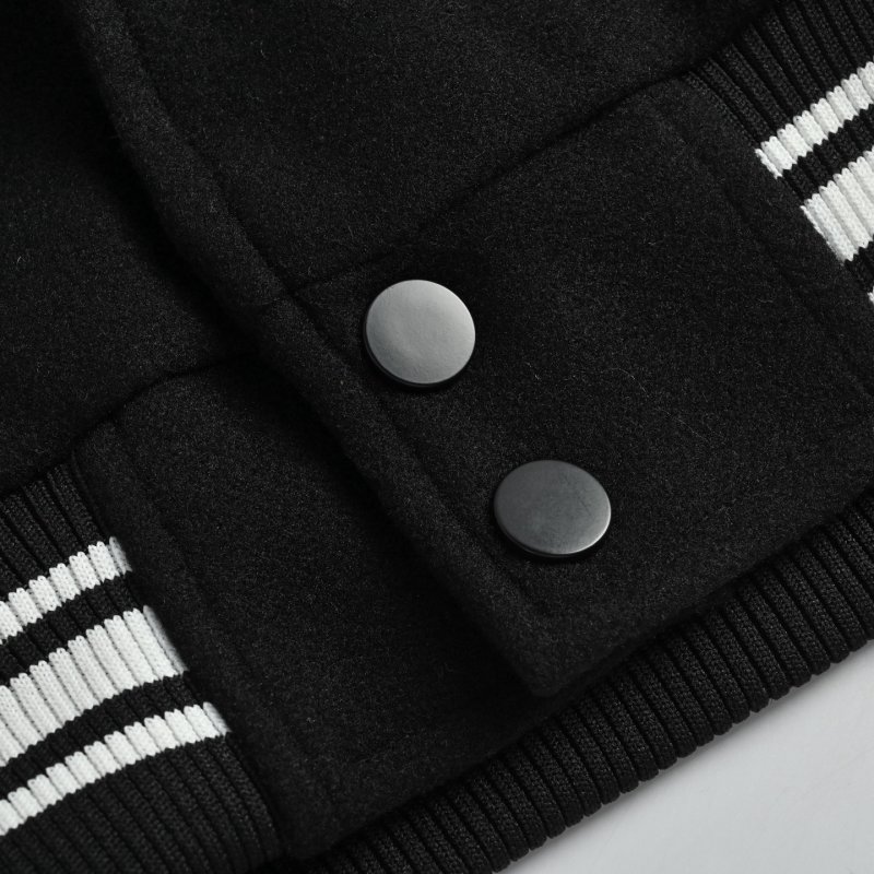 Chrome Hearts Black Varsity Bomber Jacket with Embroidered Sleeves view