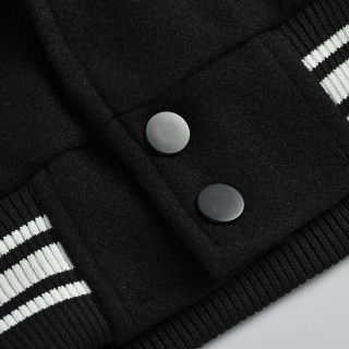 Chrome Hearts Black Varsity Bomber Jacket with Embroidered Sleeves view 17