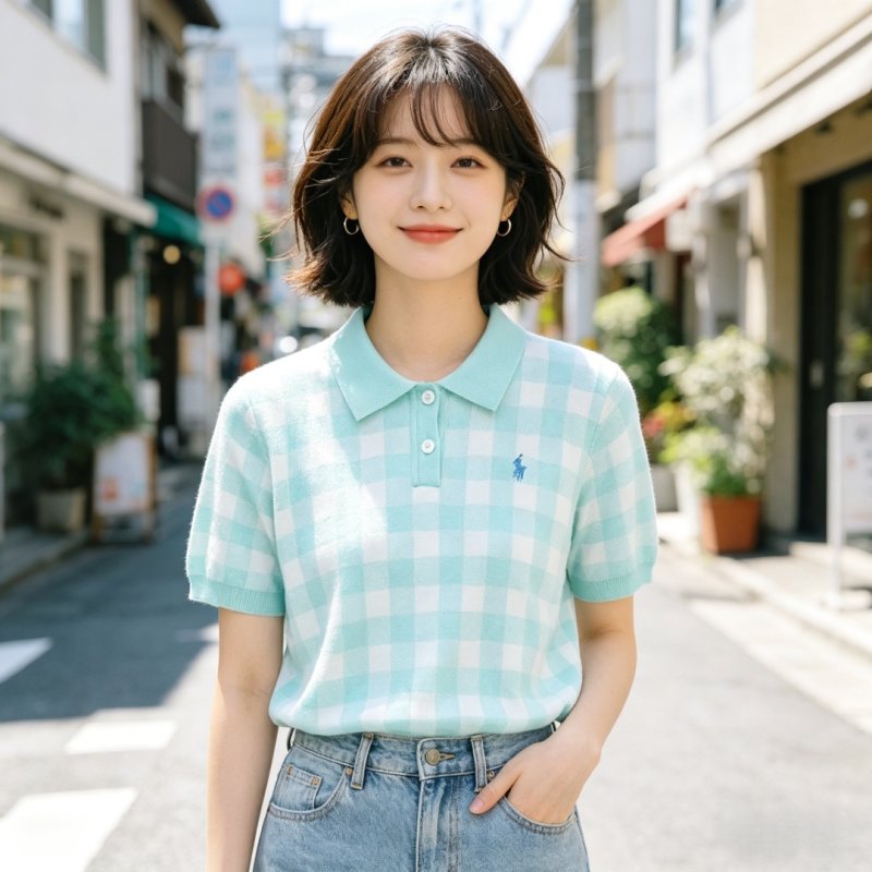 Ralph Lauren Mint Gingham Polo Shirt view
