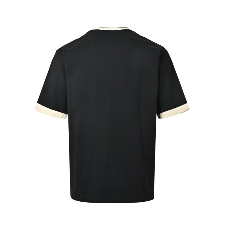 Gucci GG Logo Short Sleeve T-Shirt Black with Stripe Trim view