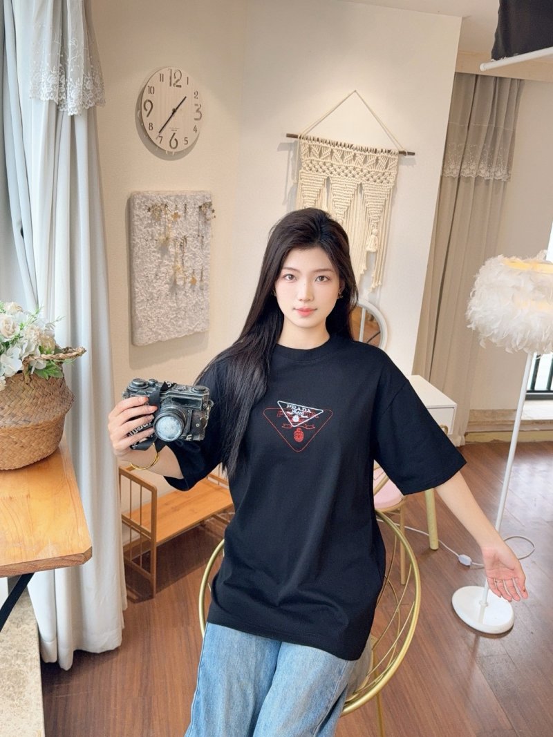 Black Graphic Triangle T-Shirt with Embroidered Logo