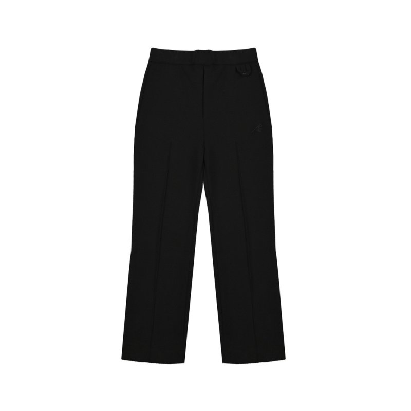 Black Ribbed Wide-Leg Trousers view