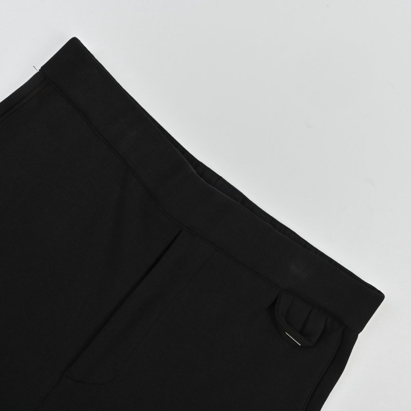 Black Ribbed Wide-Leg Trousers view