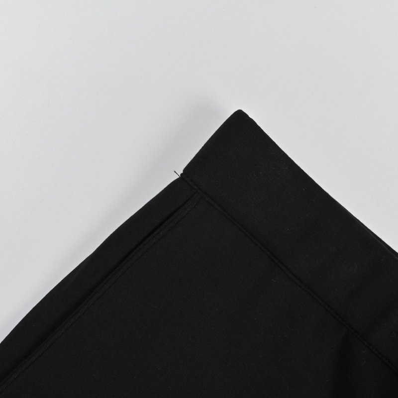Black Ribbed Wide-Leg Trousers view