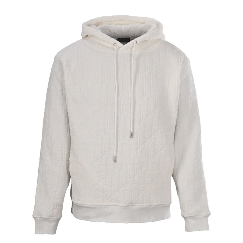 White Quilted Zip Hoodie Sweatshirt view