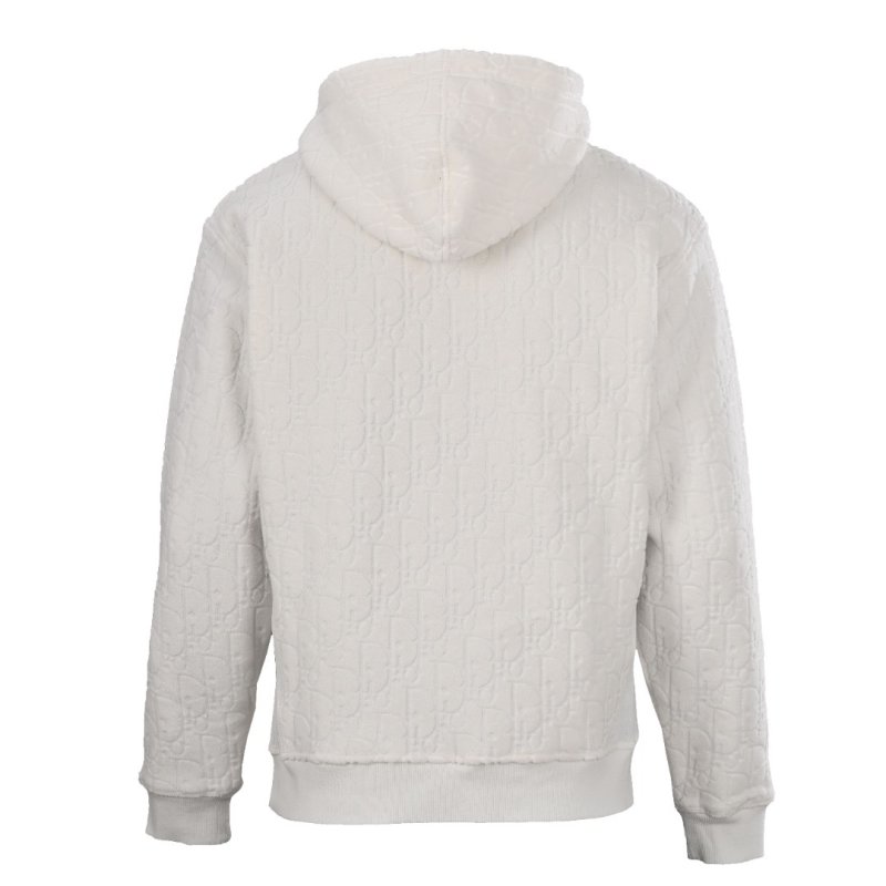 White Quilted Zip Hoodie Sweatshirt view