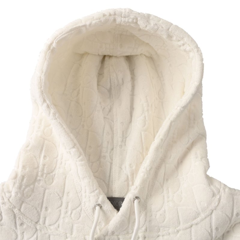 White Quilted Zip Hoodie Sweatshirt view