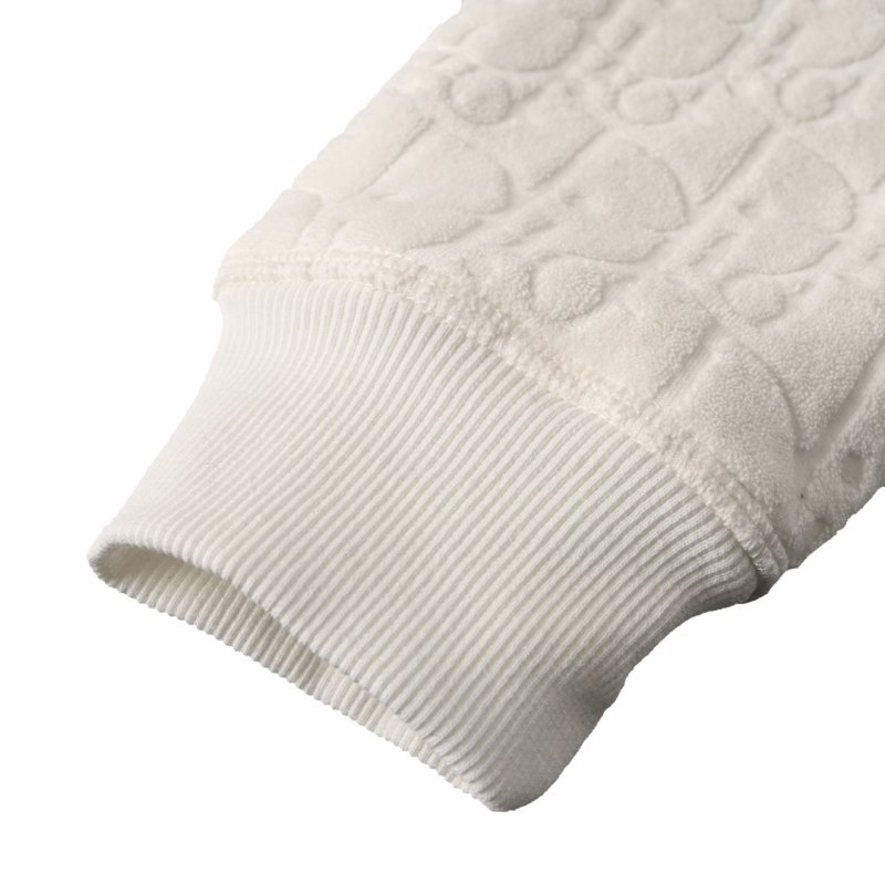White Quilted Zip Hoodie Sweatshirt view