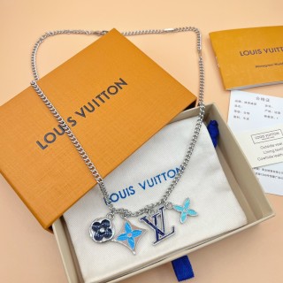 Louis Vuitton Instinct Enamelled Charm Necklace Silver