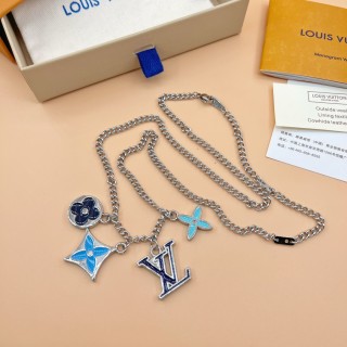 Louis Vuitton Instinct Enamelled Charm Necklace Silver view 5