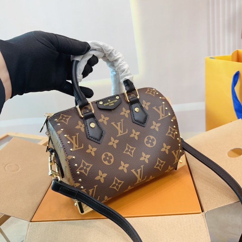 Louis Vuitton Monogram Studded Speedy Handbag Brown view