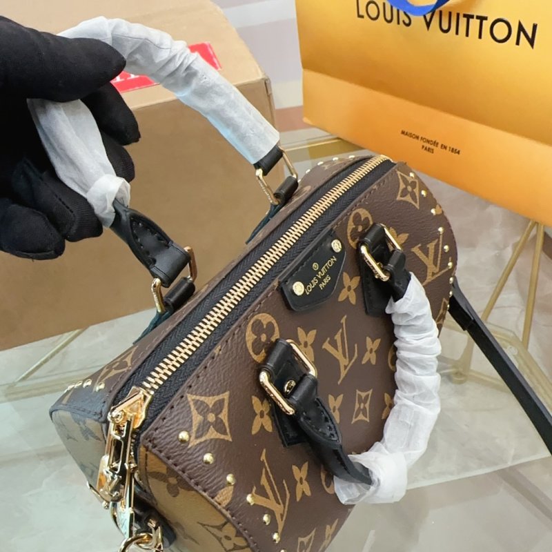 Louis Vuitton Monogram Studded Speedy Handbag Brown view