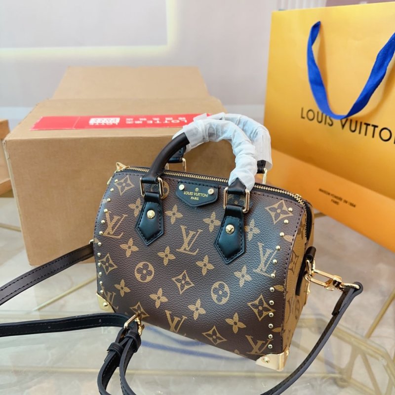 Louis Vuitton Monogram Studded Speedy Handbag Brown view