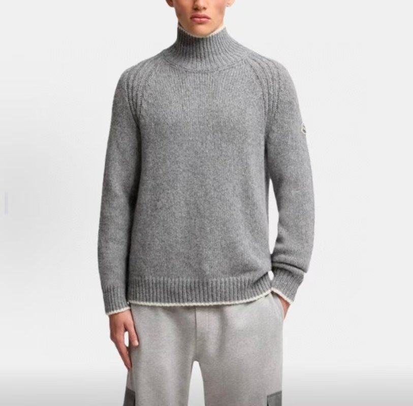 Grey Turtleneck Knit Sweater