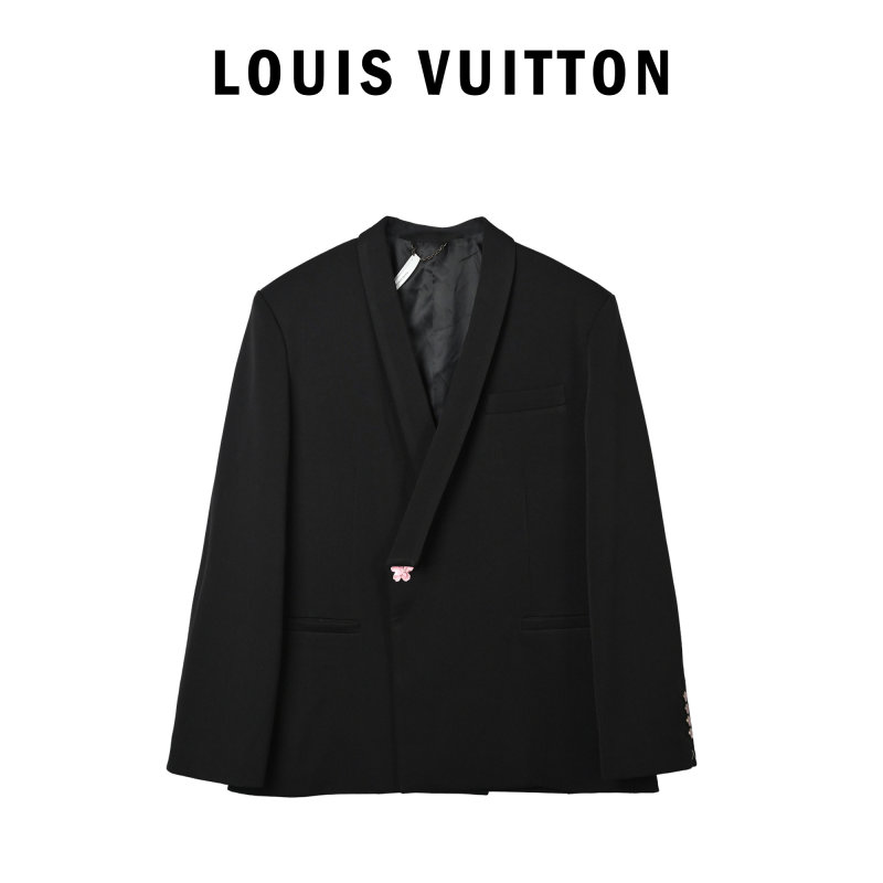 Black Oversized Blazer with Pearl Buttons view