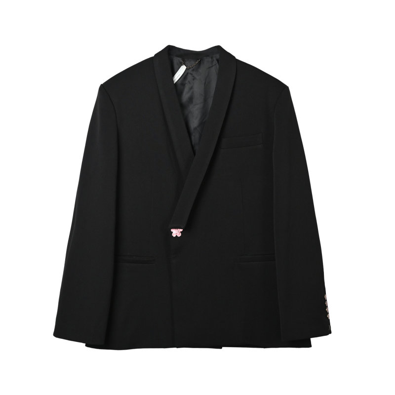 Black Oversized Blazer with Pearl Buttons view