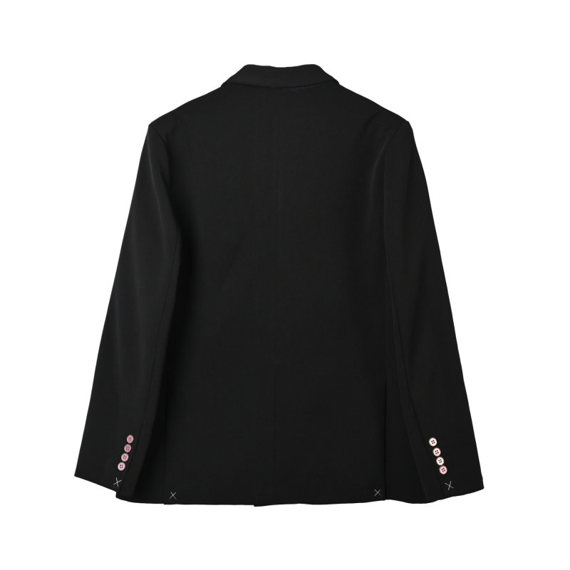 Black Oversized Blazer with Pearl Buttons view