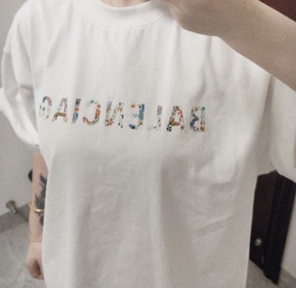 Balenciaga Logo White Short Sleeve T-Shirt view 2