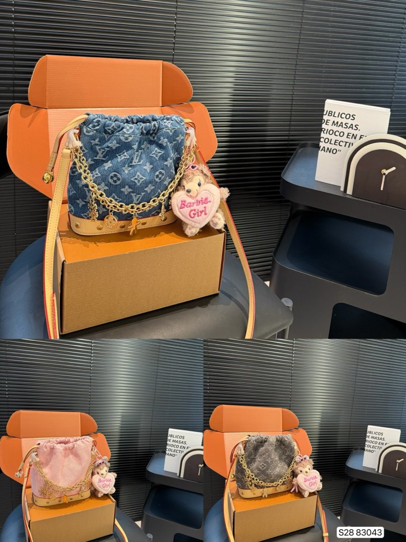 Louis Vuitton Denim Bucket Bag - Blue