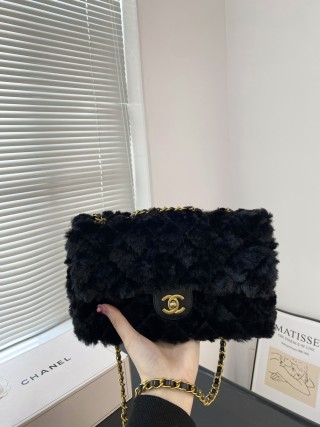 Chanel CF Lambswool Flap Bag Black