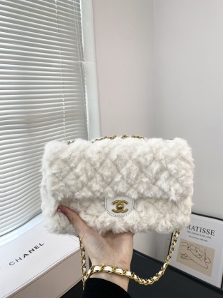 Chanel CF Lambswool Flap Bag Black view 3