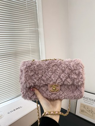 Chanel CF Lambswool Flap Bag Black view 4
