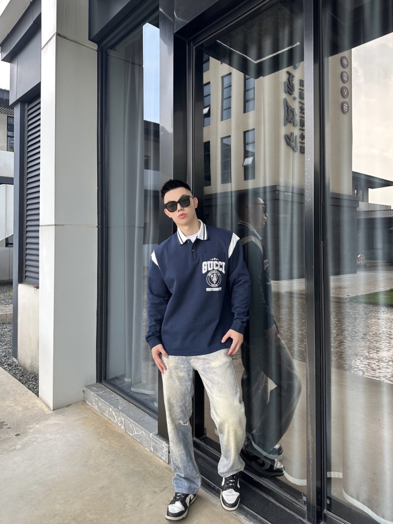 Gucci Navy Long Sleeve Rugby Shirt