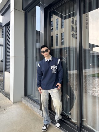 Gucci Navy Long Sleeve Rugby Shirt