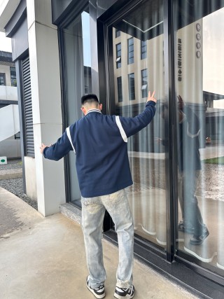 Gucci Navy Long Sleeve Rugby Shirt view 4