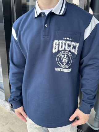 Gucci Navy Long Sleeve Rugby Shirt view 7