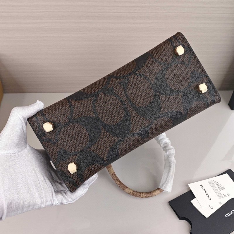 Coach Maggie Tote Bag Black with Tan Handles view