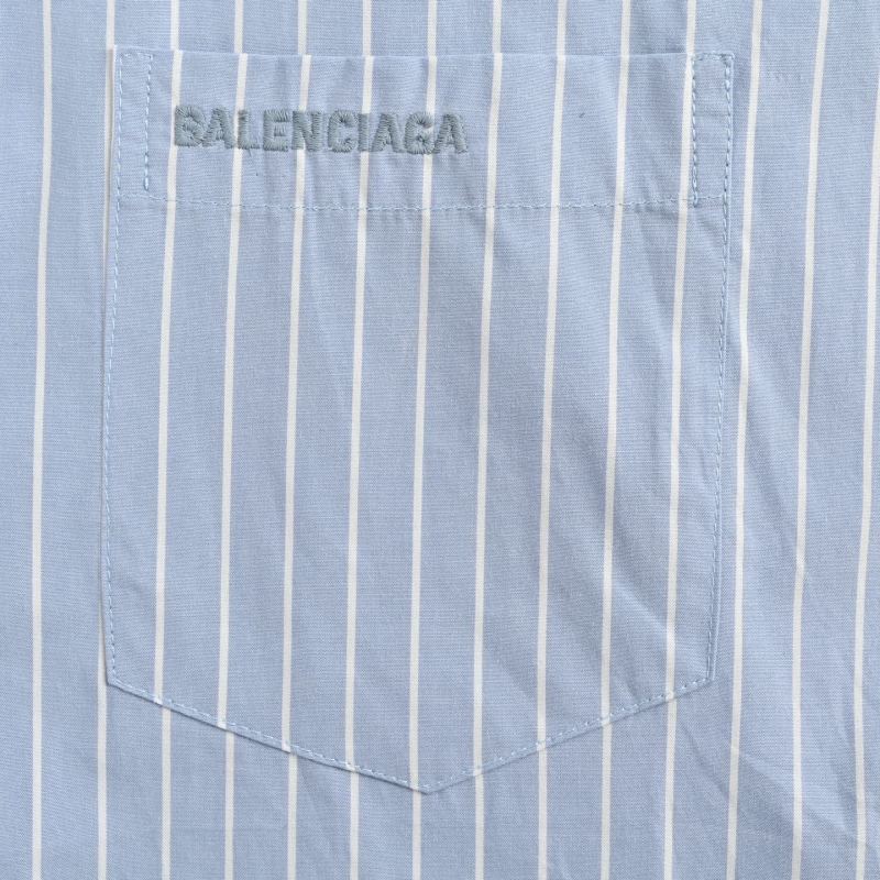 Blue Pinstripe Short-Sleeve Button-Up Shirt view