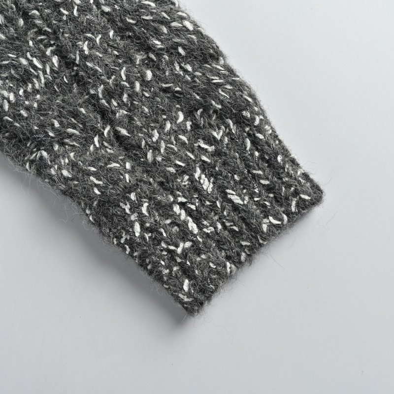 Charcoal Tweed Zip Jacket with Oversized Collar view