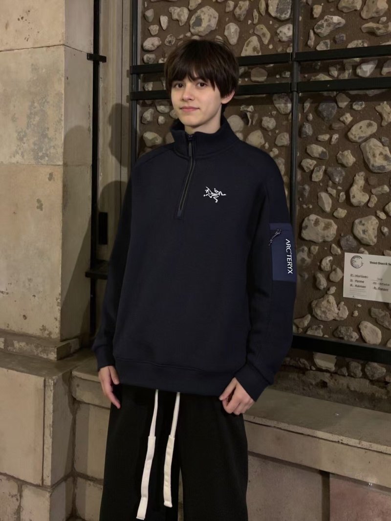 Arc'teryx Black Quarter-Zip Hoodie with Sleeve Patch