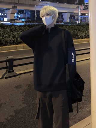 Arc'teryx Black Quarter-Zip Hoodie with Sleeve Patch view 2