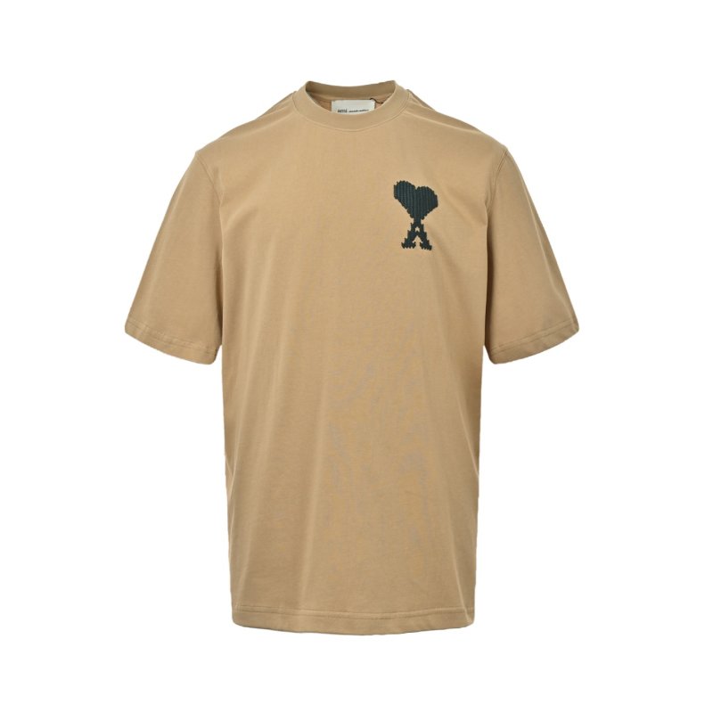 Ami Heart Logo T-Shirt Tan view