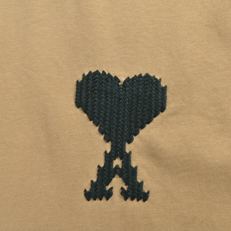 Ami Heart Logo T-Shirt Tan view