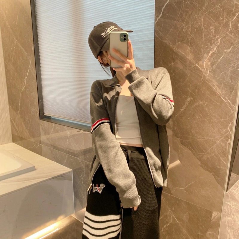 Beige Zip-Up Track Jacket with Striped Trim view