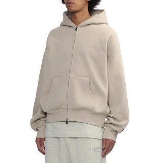 Essentials Beige Full-Zip Hoodie